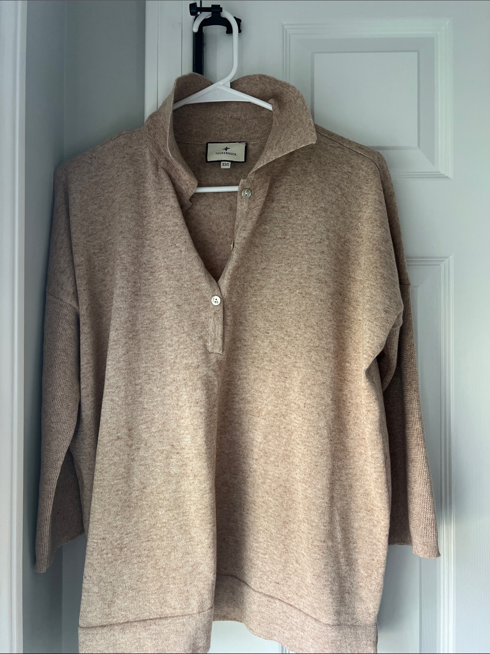 Tuckernuck Beige Cowl-Neck Button Pullover